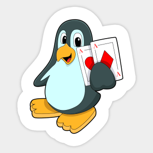 Penguin with Poker cards Sticker